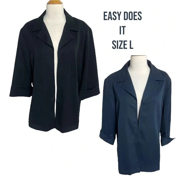 Easy Does‎ It black & blue casual open blazers with side pockets - Picture 1 of 11